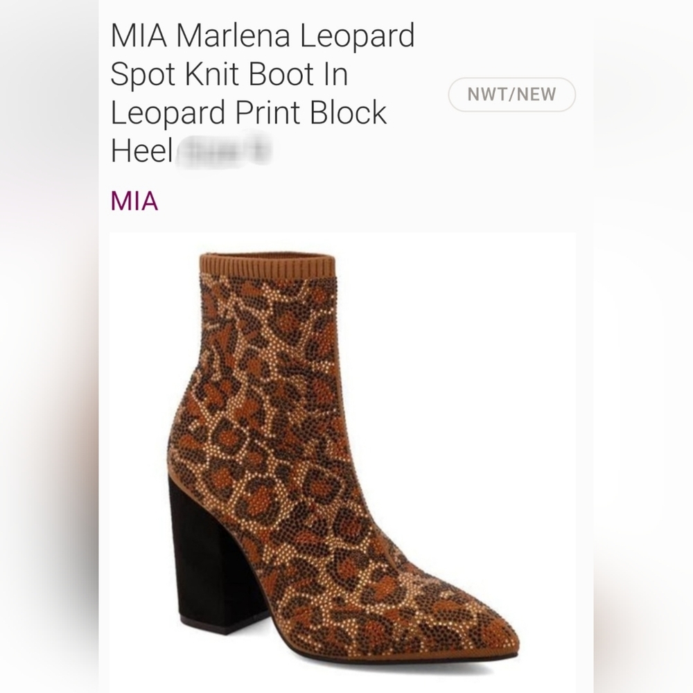MIA Marlena Leopard Spot Knit Boot In Leopard Print Size 8 *new*